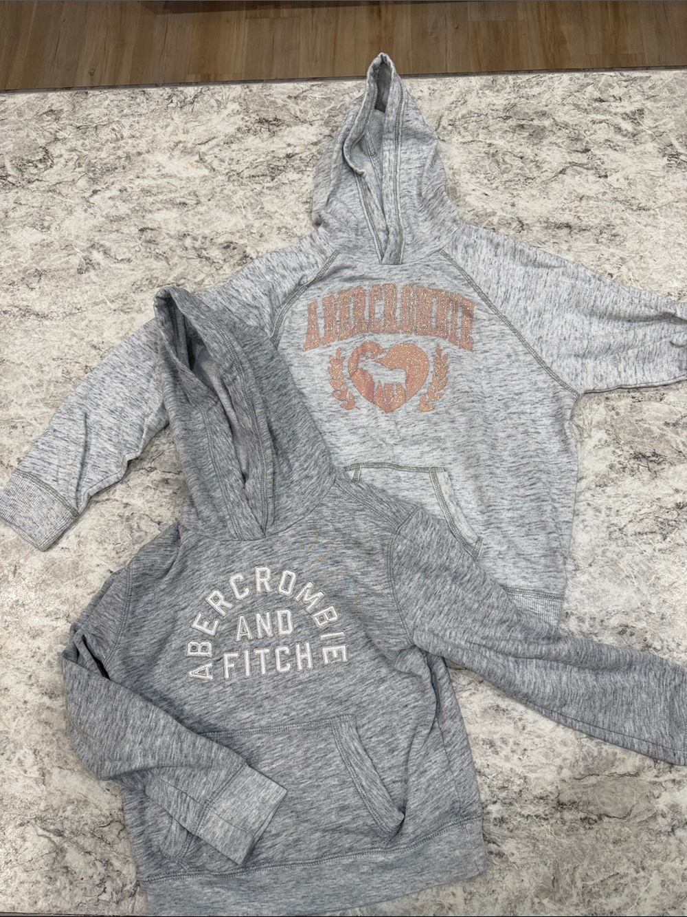 Abercrombie & Fitch Light Gray Dual Graphic Hoodies